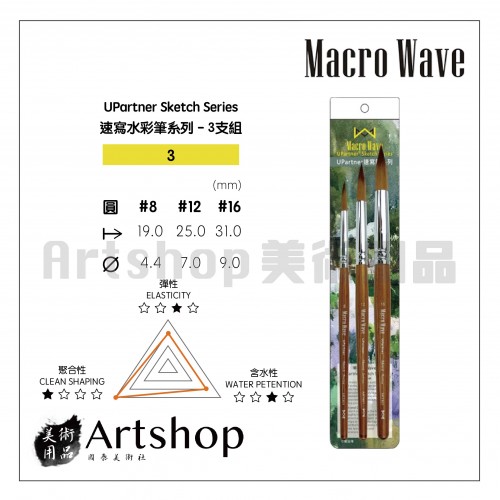Macro Wave 馬可威 ART801速寫水彩筆系列-3支組(圓) #3